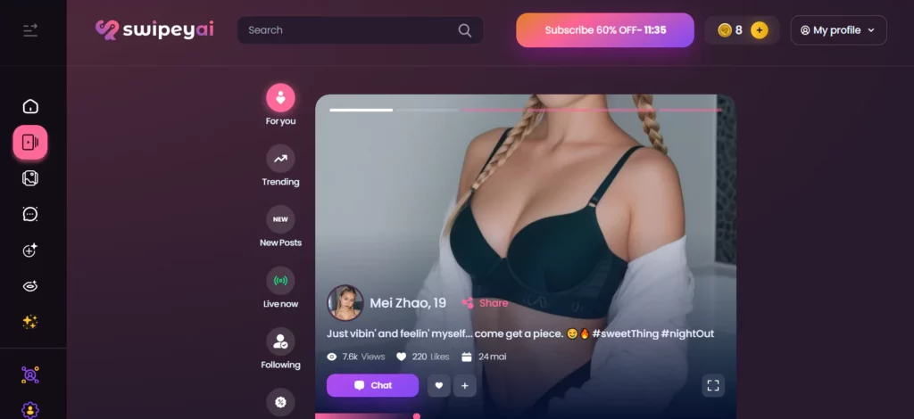 Mode instagram de Swipey.ai