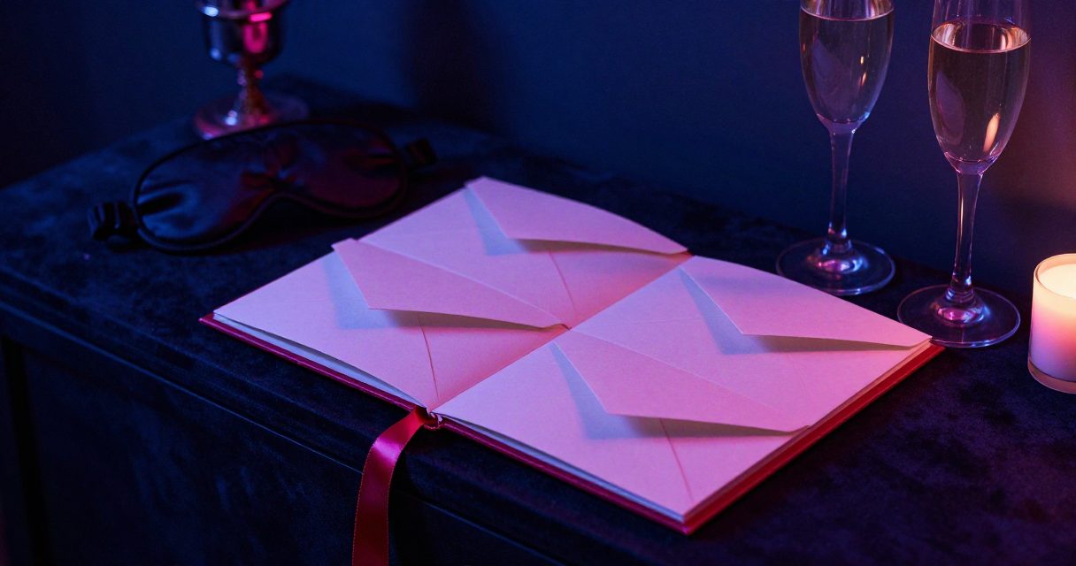 Calendrier de l'avent coquin fait maison avec rubans et accessoires sur une console sombre