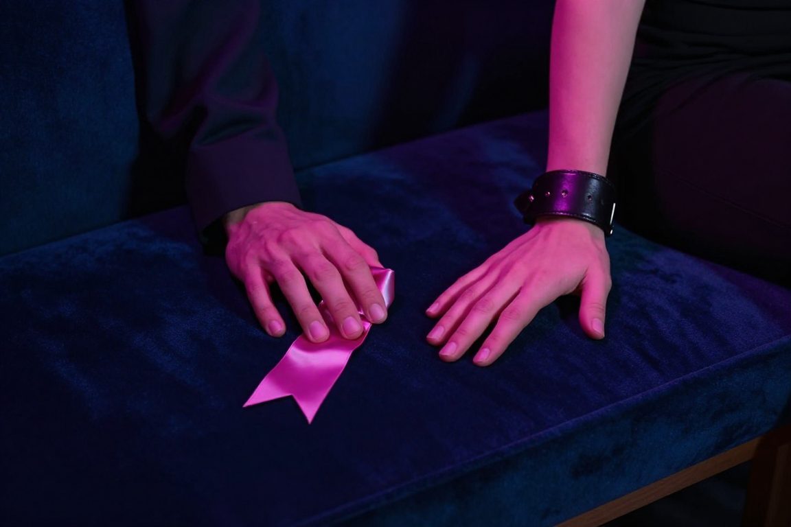 Mains d’un couple européen et accessoires symbolisant les limites du jeu de rôle