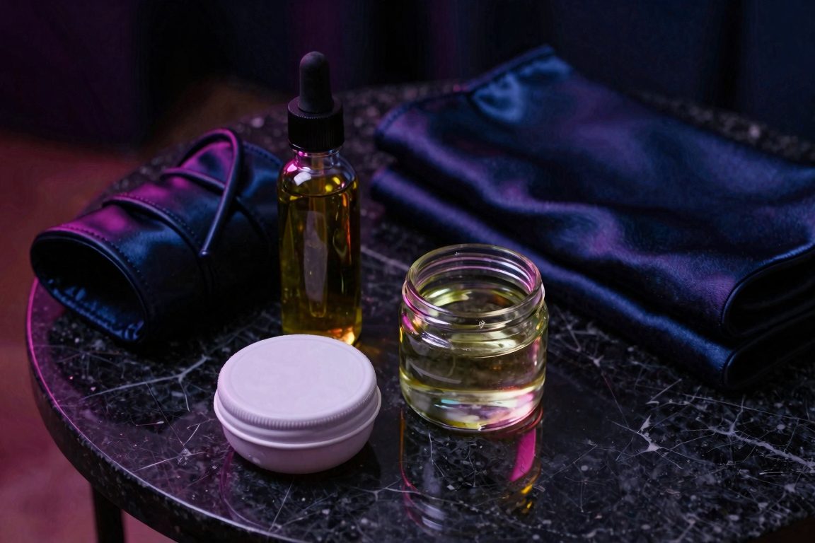 Huiles et vaseline présentées pour rappeler les limites du lubrifiant maison